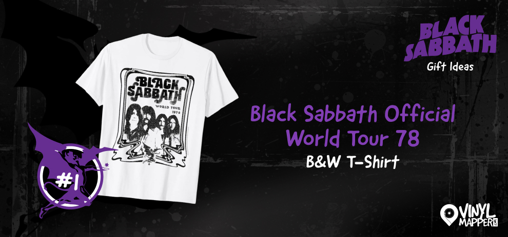 Black Sabbath Gift Ideas for Fans - Black Sabbath Official World Tour ’78 B&W T-Shirt