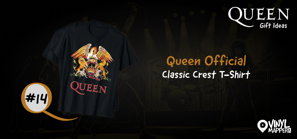 Queen Band Vinyl, Memorabilia, Apparel Gift Ideas - Official Classic Crest T-Shirt